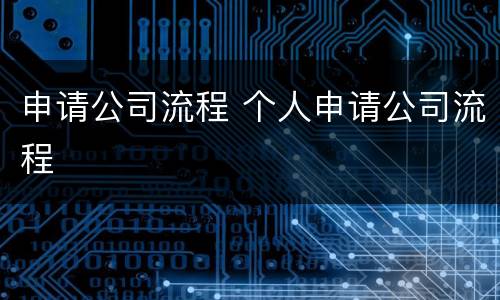 申请公司流程 个人申请公司流程