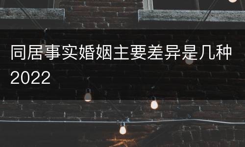 同居事实婚姻主要差异是几种2022