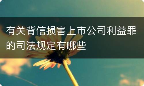 有关背信损害上市公司利益罪的司法规定有哪些