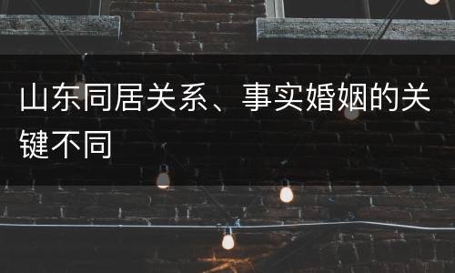 山东同居关系、事实婚姻的关键不同