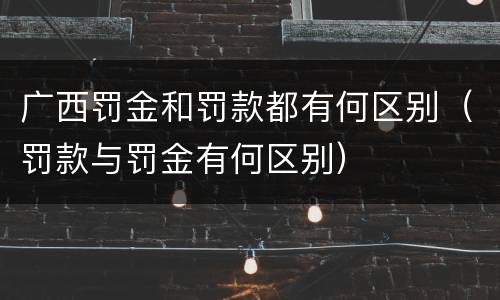 广西罚金和罚款都有何区别（罚款与罚金有何区别）