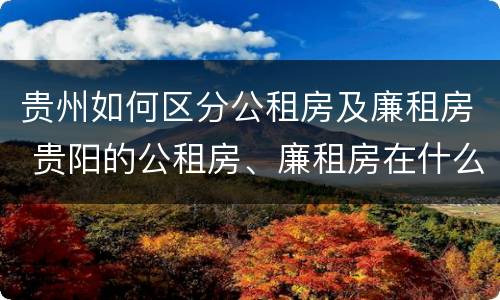 贵州如何区分公租房及廉租房 贵阳的公租房、廉租房在什么地方?
