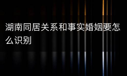湖南同居关系和事实婚姻要怎么识别
