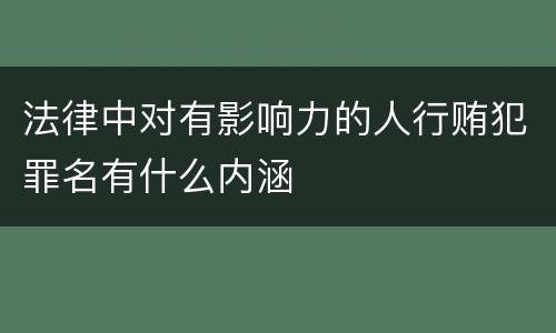 法律中对有影响力的人行贿犯罪名有什么内涵