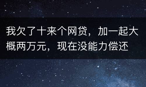 我欠了十来个网贷，加一起大概两万元，现在没能力偿还