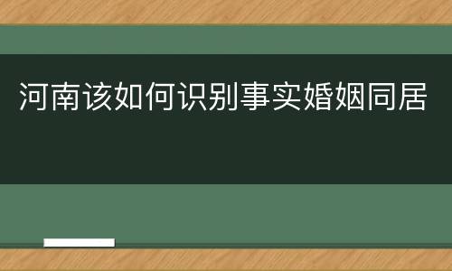 河南该如何识别事实婚姻同居