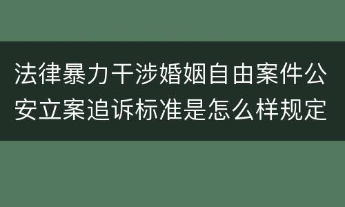 法律暴力干涉婚姻自由案件公安立案追诉标准是怎么样规定