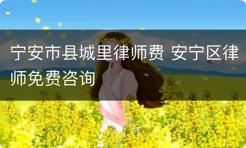 宁安市县城里律师费 安宁区律师免费咨询