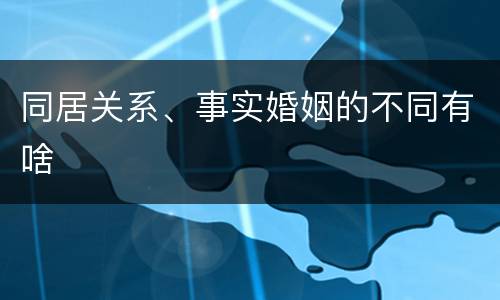 同居关系、事实婚姻的不同有啥