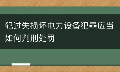 犯过失损坏电力设备犯罪应当如何判刑处罚