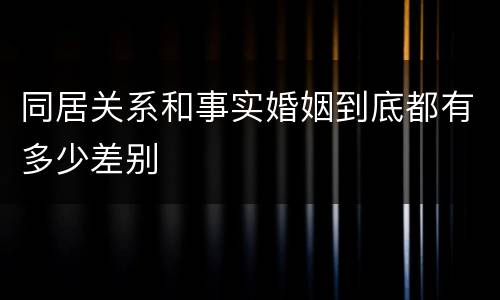 同居关系和事实婚姻到底都有多少差别