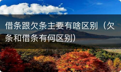借条跟欠条主要有啥区别（欠条和借条有何区别）