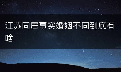 江苏同居事实婚姻不同到底有啥