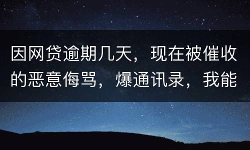 因网贷逾期几天，现在被催收的恶意侮骂，爆通讯录，我能起诉不