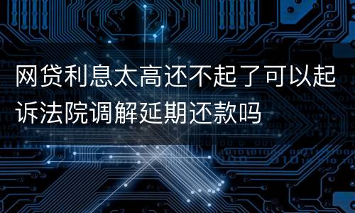 网贷利息太高还不起了可以起诉法院调解延期还款吗