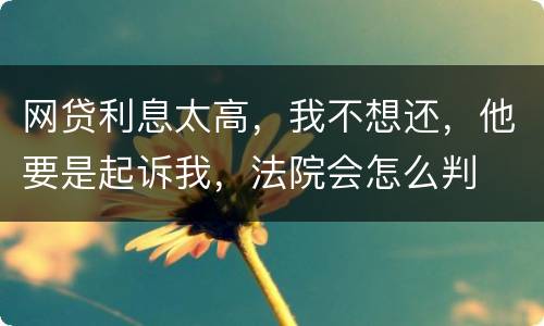 网贷利息太高，我不想还，他要是起诉我，法院会怎么判