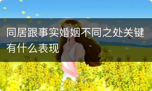 同居跟事实婚姻不同之处关键有什么表现