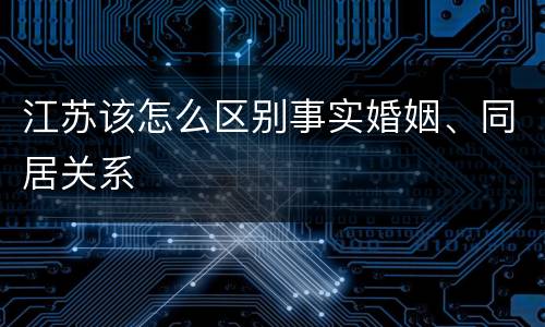 江苏该怎么区别事实婚姻、同居关系