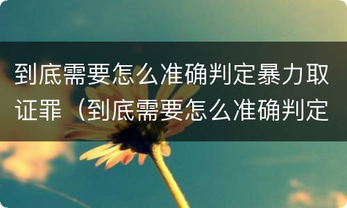 到底需要怎么准确判定暴力取证罪（到底需要怎么准确判定暴力取证罪呢）