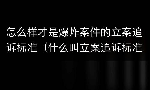 怎么样才是爆炸案件的立案追诉标准（什么叫立案追诉标准）