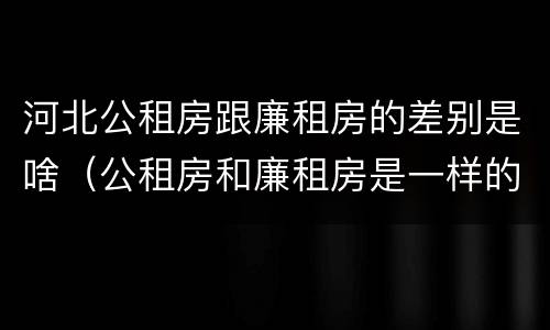 河北公租房跟廉租房的差别是啥（公租房和廉租房是一样的吗）