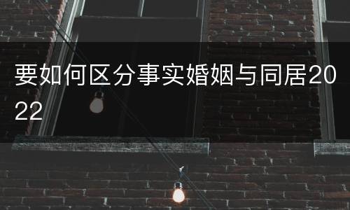 要如何区分事实婚姻与同居2022