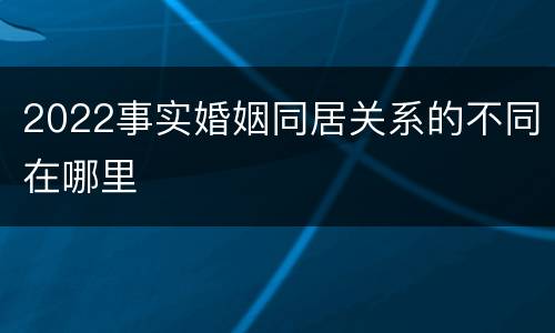 2022事实婚姻同居关系的不同在哪里
