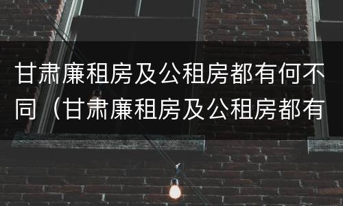 甘肃廉租房及公租房都有何不同（甘肃廉租房及公租房都有何不同呢）