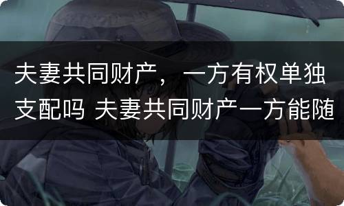 夫妻共同财产,一方有权单独支配吗 夫妻共同财产一方能随意用吗