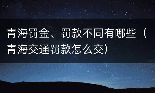 青海罚金、罚款不同有哪些（青海交通罚款怎么交）