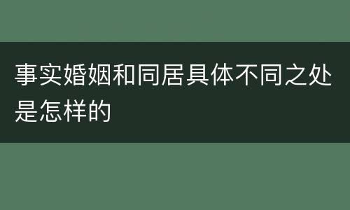 事实婚姻和同居具体不同之处是怎样的