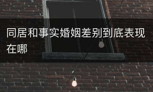 同居和事实婚姻差别到底表现在哪