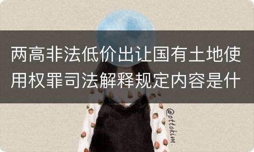 两高非法低价出让国有土地使用权罪司法解释规定内容是什么