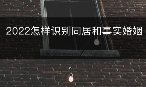2022怎样识别同居和事实婚姻