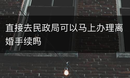 直接去民政局可以马上办理离婚手续吗