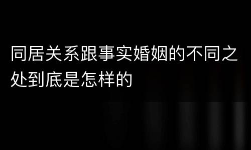同居关系跟事实婚姻的不同之处到底是怎样的