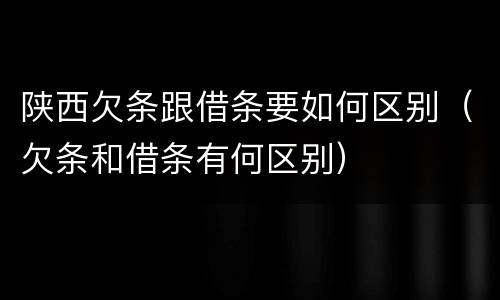 陕西欠条跟借条要如何区别（欠条和借条有何区别）