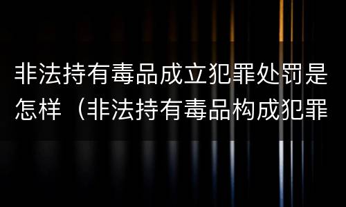 非法持有毒品成立犯罪处罚是怎样（非法持有毒品构成犯罪吗）