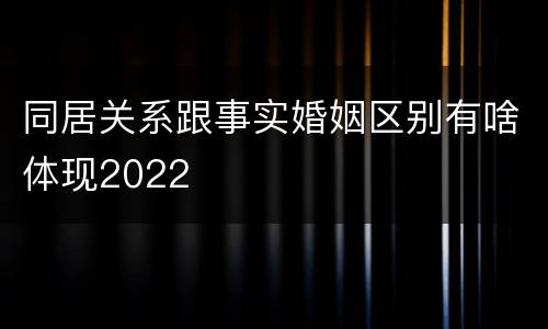 同居关系跟事实婚姻区别有啥体现2022