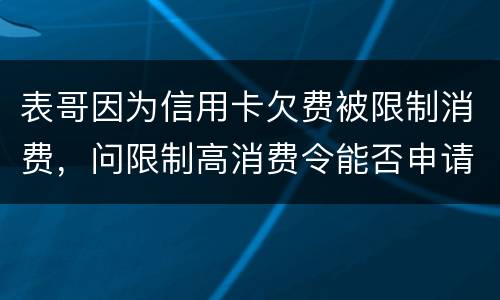 表哥因为信用卡欠费被限制消费，问限制高消费令能否申请复议
