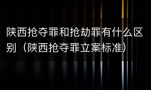 陕西抢夺罪和抢劫罪有什么区别（陕西抢夺罪立案标准）