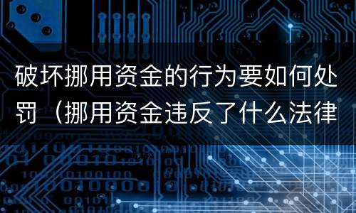 破坏挪用资金的行为要如何处罚（挪用资金违反了什么法律法规）