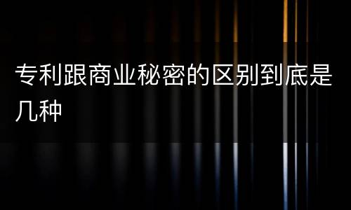 专利跟商业秘密的区别到底是几种