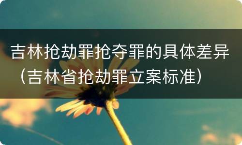 吉林抢劫罪抢夺罪的具体差异（吉林省抢劫罪立案标准）