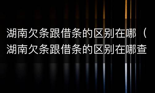 湖南欠条跟借条的区别在哪（湖南欠条跟借条的区别在哪查）