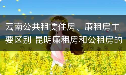 云南公共租赁住房、廉租房主要区别 昆明廉租房和公租房的区别