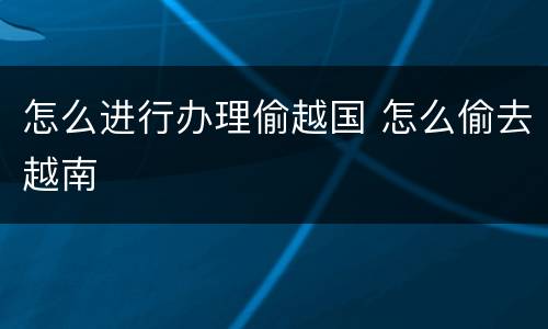 怎么进行办理偷越国 怎么偷去越南
