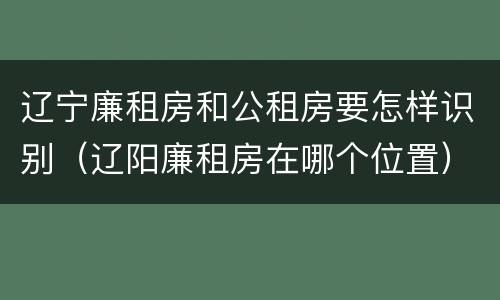 辽宁廉租房和公租房要怎样识别（辽阳廉租房在哪个位置）