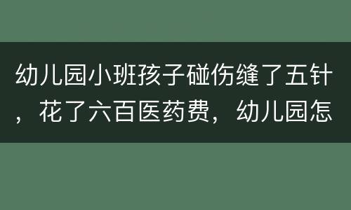 幼儿园小班孩子碰伤缝了五针，花了六百医药费，幼儿园怎么赔偿