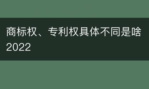 商标权、专利权具体不同是啥2022
